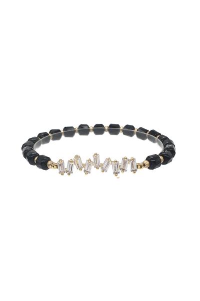 Glass Bead Rhinestone Stretch Bracelet