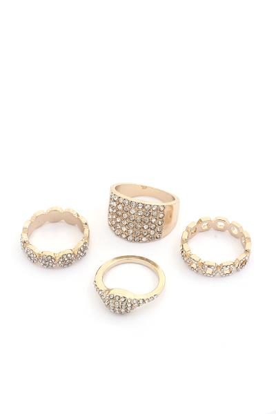 Rhinestone Metal Ring Set