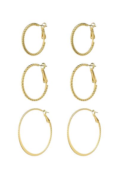 METAL HOOP EARRING 3 PAIR SET