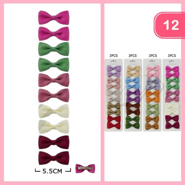 Mini Ribbon Hair Pin 12 Pc Set (12 Units)