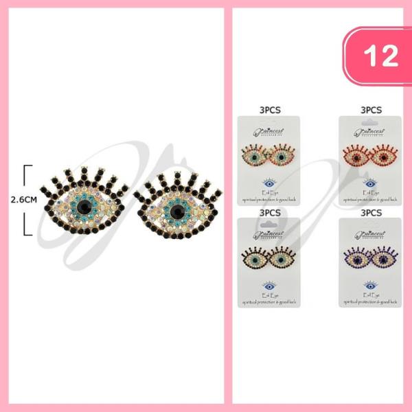 Rhinestone Evil Eye Earring (12 Units)