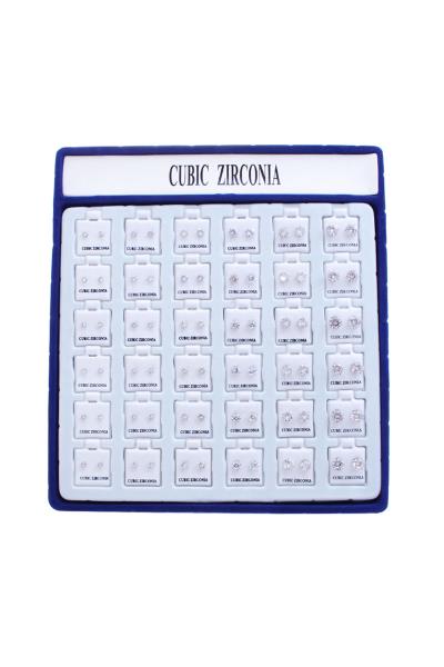 Cubic Zirconia Round Stud Earring 36 Pcs