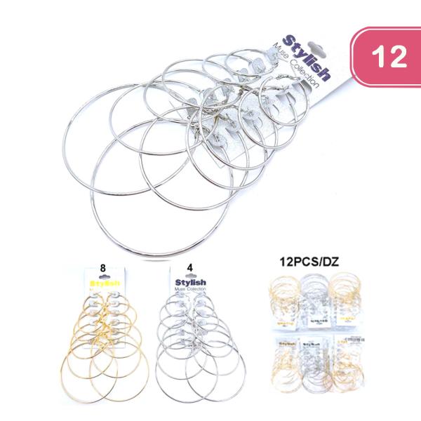 Metal Hoop Multi Pair Earring (12 Units)
