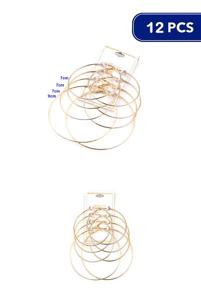 FASHION METAL 4 PAIR HOOP EARRING (12 UNITS)