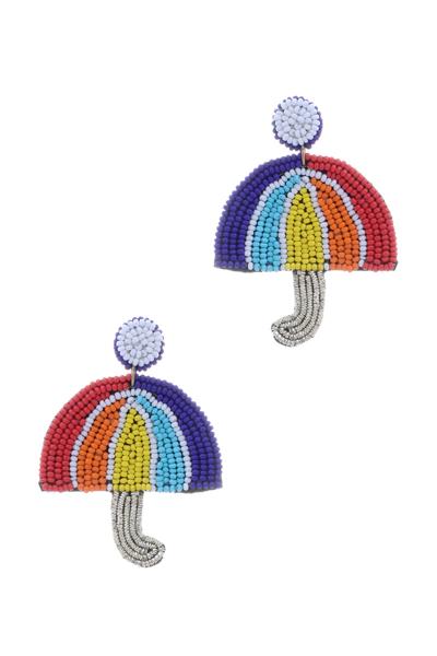Seed Bead Rainbow Umbrella Dangle Earring