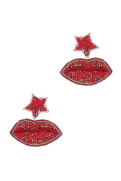 Seed Bead Spangle Star Lips Dangle Earring