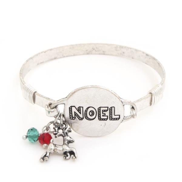 NOEL REINDEER CHARM BEAD METAL BRACELET