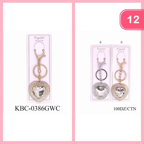 Heart Stone Metal Keychain (12 Units)