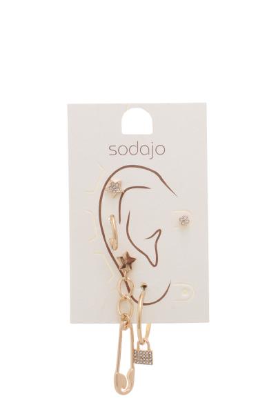 SODAJO Metal Star Keychain Pin Earring 5 PC Set