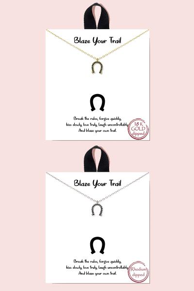 BLB BLAZE YOUR TRAIL HORSESHOE MESSAGE NECKLACE