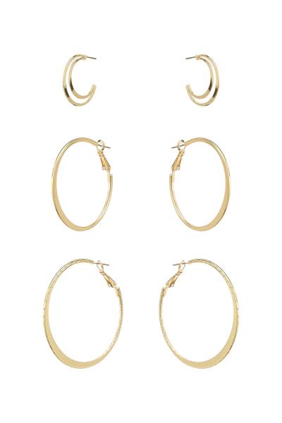 Stylish Lunar Rounded Earring 3 Pc Set
