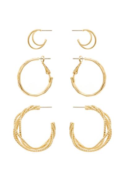 Lunar Round Cut Seed Bead Layered Earring 3 Pc Set