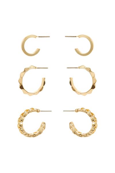 Metal Cut Circle Earring 3 Pc Set