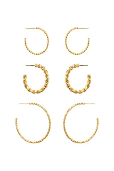 Twisty Metal Open Cut Circle Earring 3 Pc Set