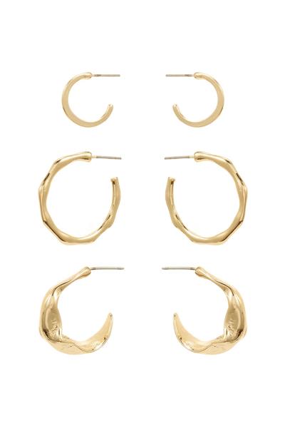 Molten Metal Cut Round Earring 3 Pc Set
