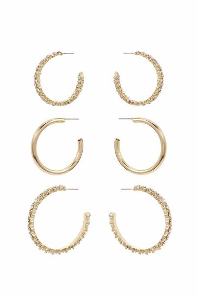 METAL HOOP EARRING 3 PAIR SET