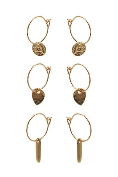 Round Geometric Shape Dangle Earring 3 Pc Set