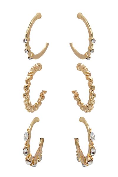 Crystal Twist Cut Round Earring 3 Pc Set