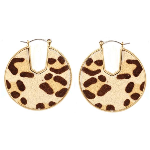 Cheetah Print Leather Round Earring