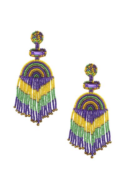 Multi Seed Bead Layer Strand Earring
