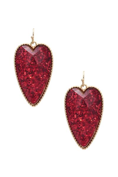 Glitter Heart Color Crystal Hook Earring