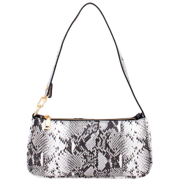 Snake Texture Print Shoulder Bag