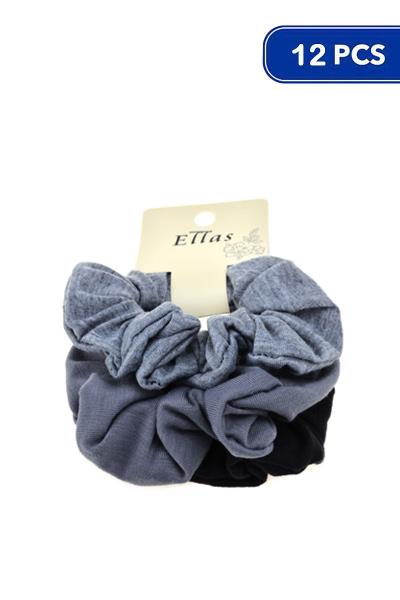 3 Pc Color Flappy Hair Tie Scrunchies 12 Pcs