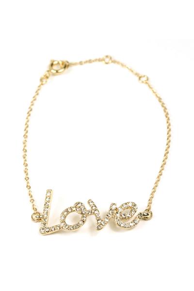 Rhinestone Love Letter Metal Bracelet