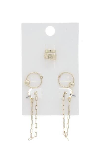 Metal Bead Circle Chain Earring Set