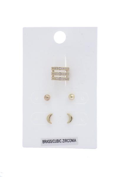 Dainty Moon Charm Earring Set