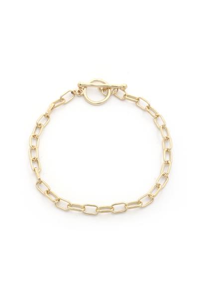 Oval Link Toggle Clasp Metal Bracelet