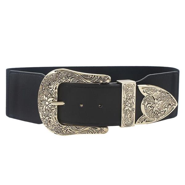WIDE WESTERN3 BUCKLE ELASTIC BELT