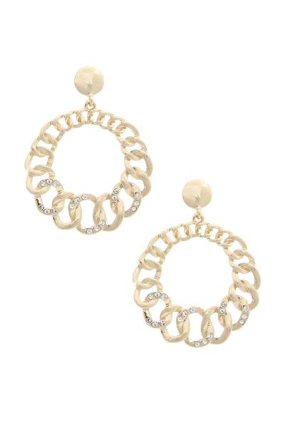 Rhinestone CBN Link Circle Drop Earring