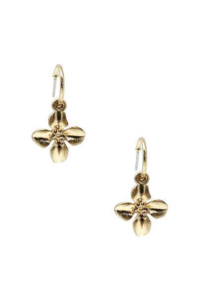 Metal Flower Dangle Huggie Earring