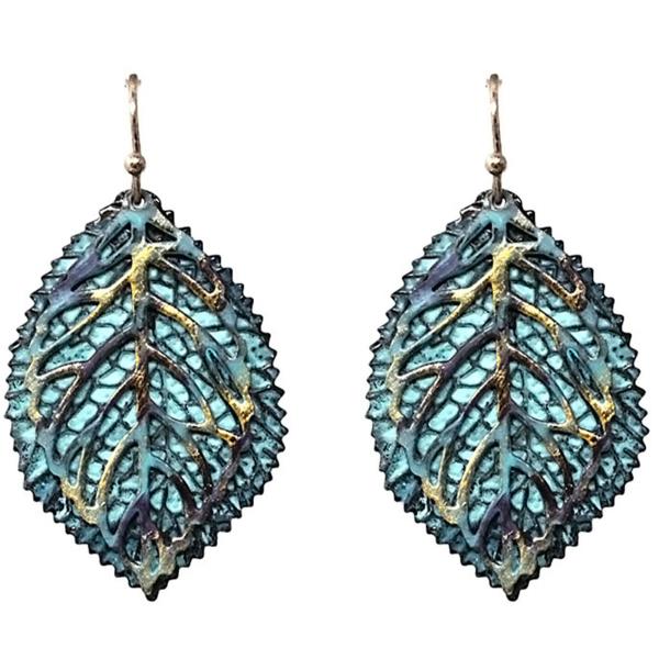 RODEO WESTERN NATURE LEAF METAL DANGLE EARRING
