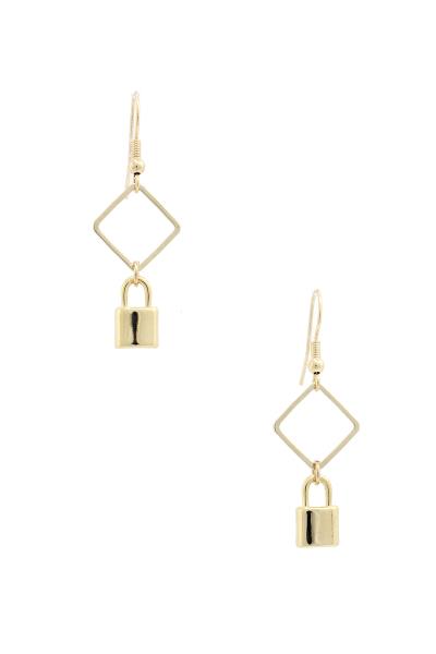 Lock Rhombus Shape Earring