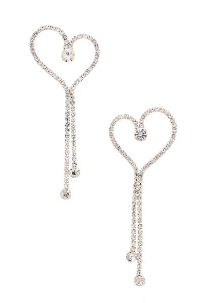 Heart Shape Crystal Center Drop Earring