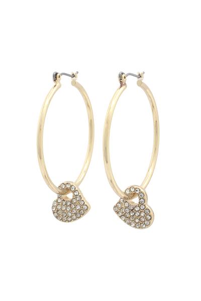 RHINESTONE HEART HOOP EARRING