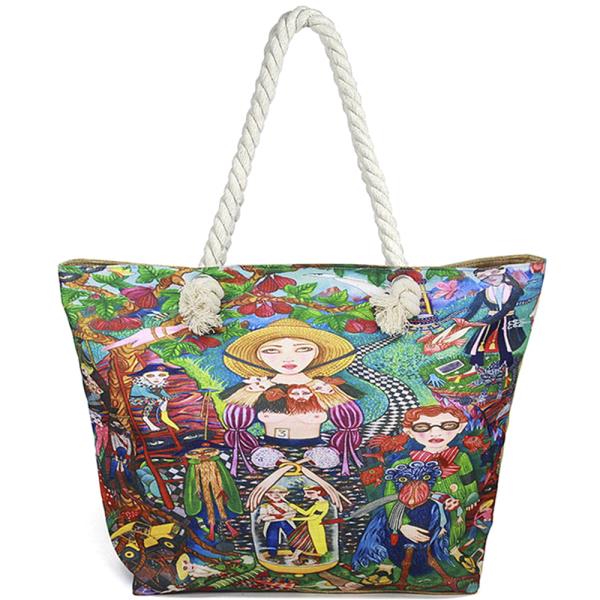 STYLISH MULTI COLORED PEOPLE PAINTING TOTE BAG