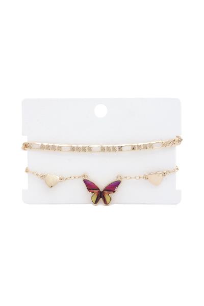 Butterfly Heart Charm Bracelet Set