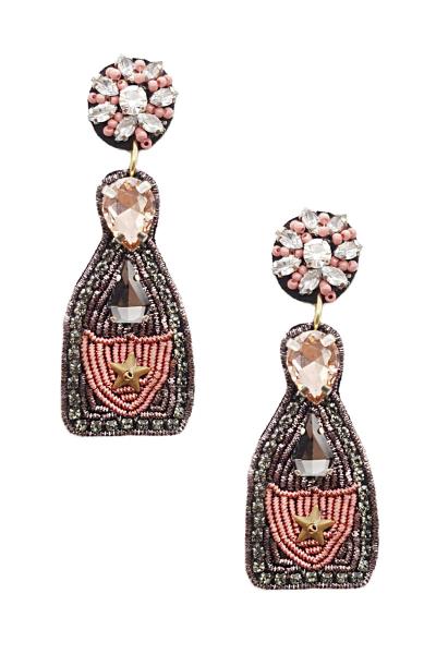 Thread Crystal Stone Champagne Earring
