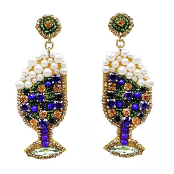 Seed Bead Pearl Champagne Earring