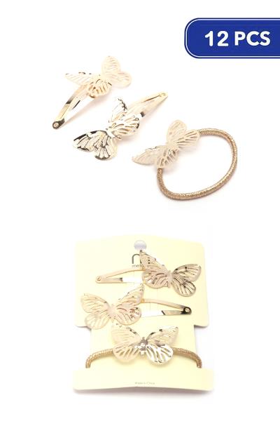 Butterfly Hair Pin And Tie Set (12 Units)