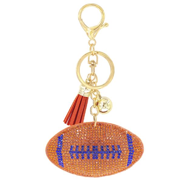 STYLISH CUTE RHINESTONE FOOTBALL PLUSH KEY CHAIN