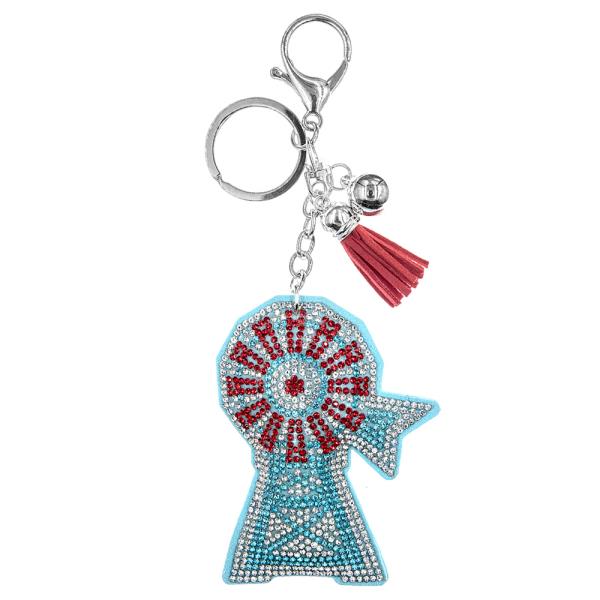 CRYSTAL WINDMILL KEYCHAIN WITH TASSEL