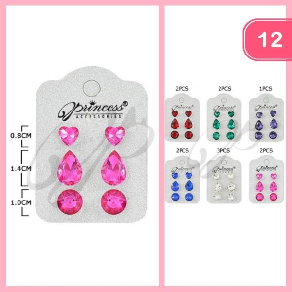 3PC Rhinestone Earring Set (12 Units)