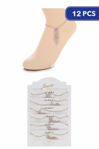 Rhinestone Tassel Anklet (12 Units)