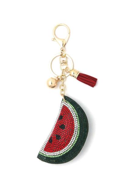 WATERMELON SLICE PUFFY BLING KEYCHAIN