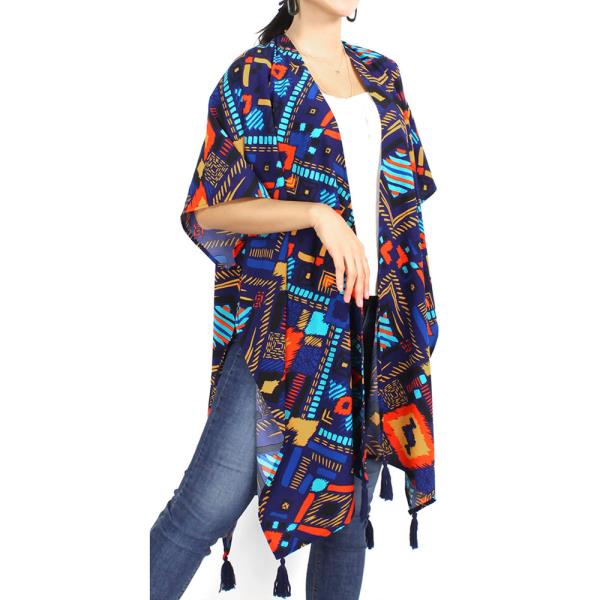 Unique Shape Pattern End Tassel Kimono