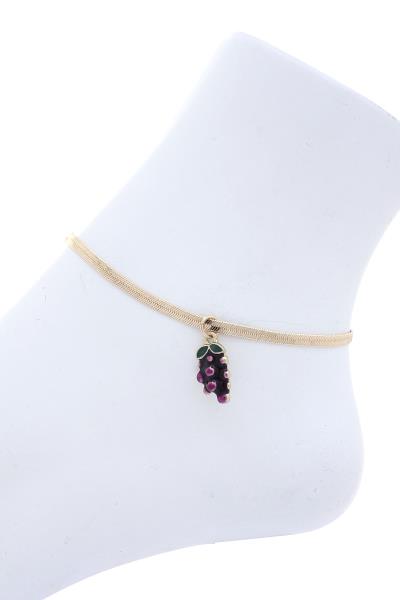 Grape Charm Flat Snake Chain Anklet